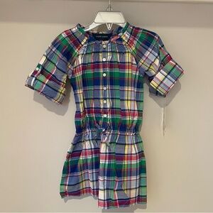 Ralph Lauren Dress Plaid Roll-Tab Convertible Sleeves  Girls Todder Preppy 2T